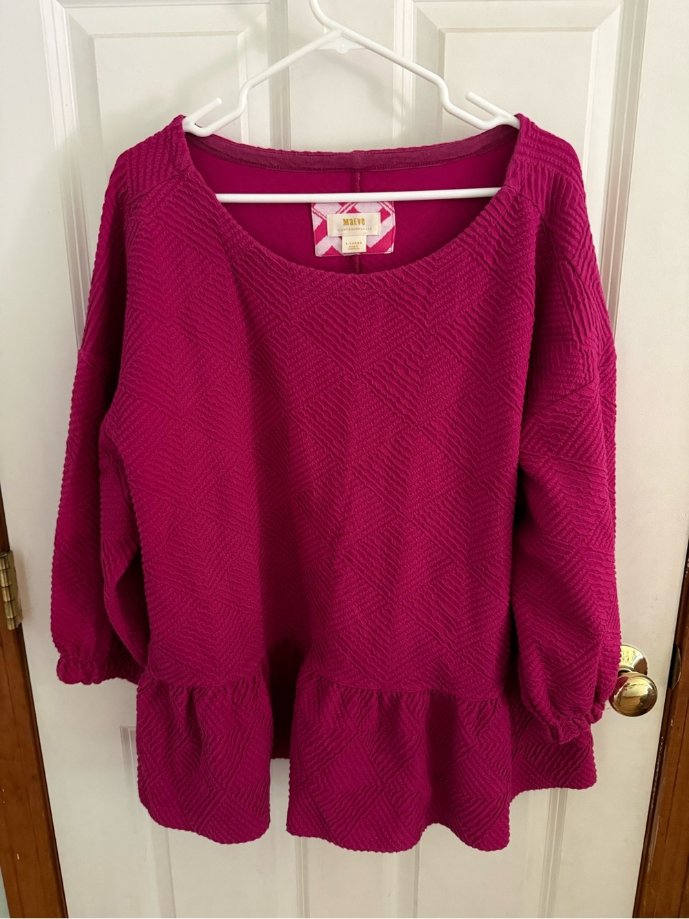 Maeve Berry Textured Peplum Sweatshirt
